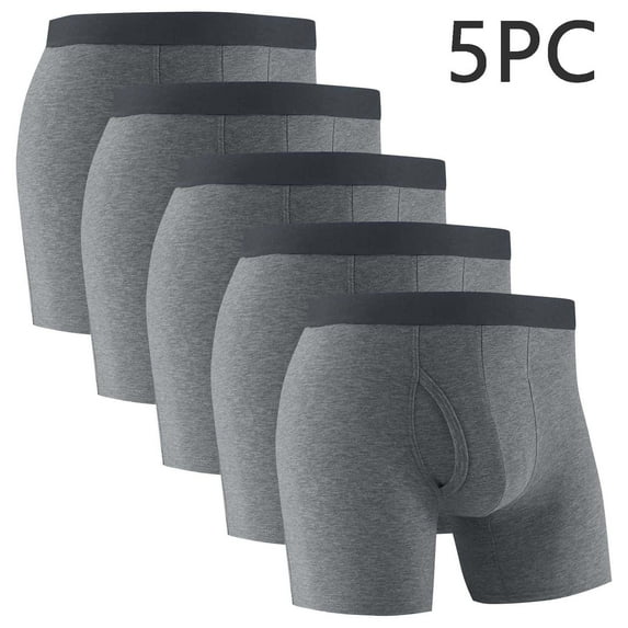 Busydd 5PC Mens Boxer Briefs Casual Comfortable Cotton Underwear forMen Pack Breathable Stretch Multipack Men's Boxer Briefs L