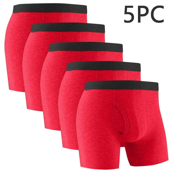 Busydd 5PC Mens Boxer Briefs Casual Comfortable Cotton Underwear forMen Pack Breathable Stretch Multipack Men's Boxer Briefs XL