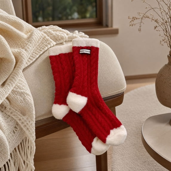 Busydd 6‑Pack Christmas Socks for Women Winter Fashion Thermal Warm Socks Comfortable Casual Holiday Fuzzy Cotton Socks