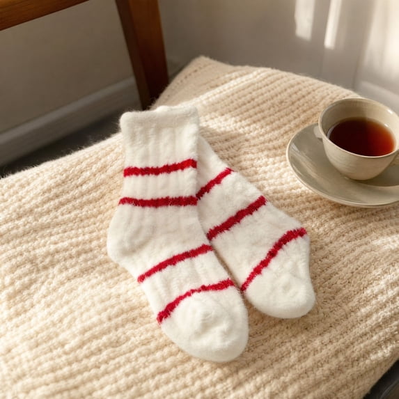 Busydd 6‑Pack Christmas Socks for Women Winter Fashion Thermal Warm Socks Comfortable Casual Holiday Fuzzy Cotton Socks