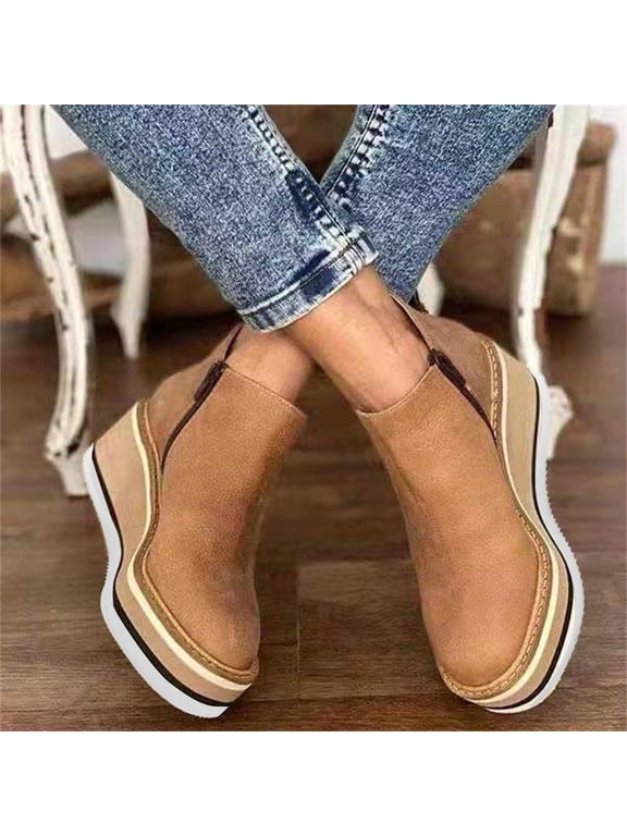 Ankle Boots for Women Soft Leather Booties for Women Comfortable Fashion Zipper Womens Ankle Boots Thick Heel Womens Booties 9