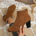 thumbnail image 1 of Busydd Ankle Boots for Women Solid Color Zipper Booties for Women Casual Round Toe High Heel Womens Ankle Boots 8.5, 1 of 9