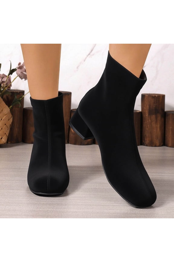Ankle Boots for Women Trendy Comfy Round Toe Slip on Women's Boots Casual Versatile Chunky Heel Womens Booties 9