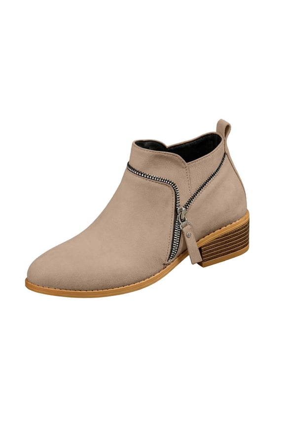 Ankle Boots for Women Trendy Side Zipper Chunky Heel Booties Casual Comfortable Pointed Toe Fall Boots 38