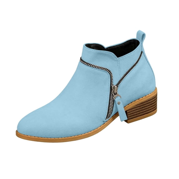 Busydd Ankle Boots for Women Trendy Side Zipper Chunky Heel Booties Casual Comfortable Pointed Toe Fall Boots 41