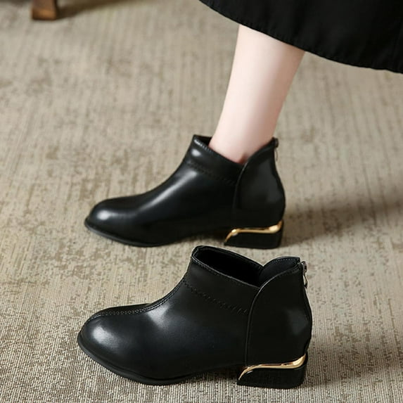 Busydd Ankle Boots for Women Trendy Zipper Womens Booties Casual Thick Heel Booties for Women Womens Low Heel Ankle Boots 8.5
