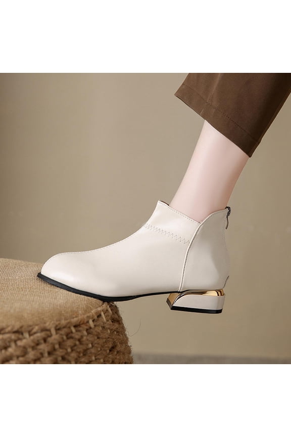 Ankle Boots for Women Trendy Zipper Womens Booties Casual Thick Heel Booties for Women Womens Low Heel Ankle Boots 9
