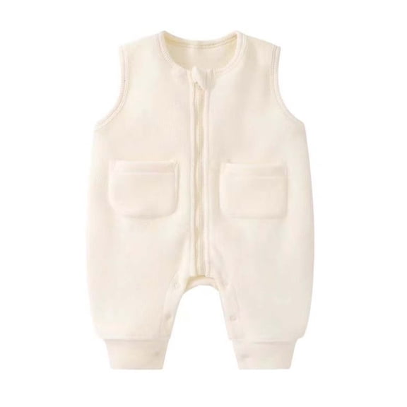 Busydd Baby Boy Clothes 0-3 Years Casual Comfy Solid Color Zipper Baby Girl Romper Fashion Sleeveless Newborn Infant Toddler Girl Clothes Rompers with Pockets 9-12 Months