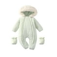 thumbnail image 1 of Busydd Baby Boy Clothes 3 Months-2 Years Solid Color Warm Puffer Rompers Long Sleeve Hooded Infant Girl Clothes Winter Zipper Newborn Boy Outfits, 1 of 6