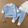 thumbnail image 1 of Busydd Baby Boy Clothes 4 Months-4 Years Casual Thermal Fleece Baby Girl Clothes Long Sleeve Crewneck Pullover Tops and Sweatpants Unisex Toddler Kids Pajamas Outfits, 1 of 3