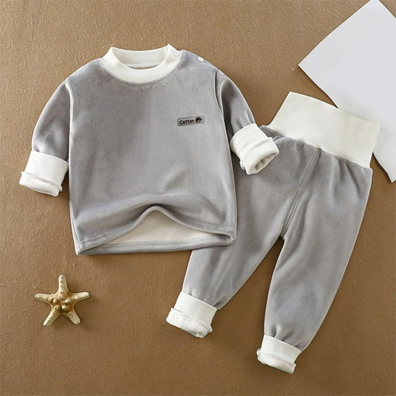 Busydd Baby Boy Clothes 4 Months-4 Years Casual Thermal Fleece Baby Girl Clothes Long Sleeve Crewneck Pullover Tops and Sweatpants Unisex Toddler Kids Pajamas Outfits