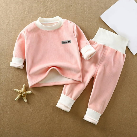 Busydd Baby Boy Clothes 4 Months-4 Years Casual Thermal Fleece Baby Girl Clothes Long Sleeve Crewneck Pullover Tops and Sweatpants Unisex Toddler Kids Pajamas Outfits