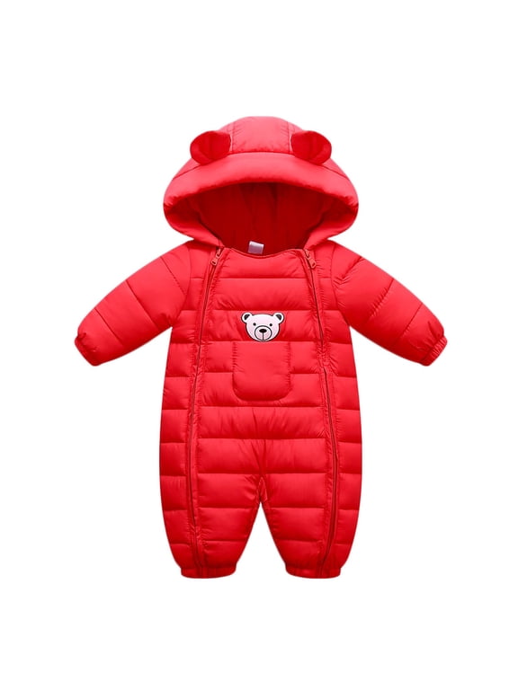 Baby Boy Romper 0-18 Months Cute Long Sleeve Hooded Rompers Winter Warm Baby Girl Romper Comfortable Zip Infant Girl Clothes