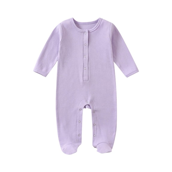 Busydd Baby Boy Romper 3-18 Months Casual Comfortable Cotton Baby Girl Clothes Fashion Round Neck Solid Color Long Sleeve Newborn Onesies 12 Months