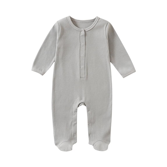 Busydd Baby Boy Romper 3-18 Months Casual Comfortable Cotton Baby Girl Clothes Fashion Round Neck Solid Color Long Sleeve Newborn Onesies 6 Months