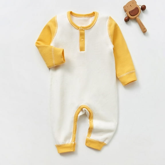 Busydd Baby Boy's Clothing 0-2 Years Fashion Striped Long Sleeve Baby Girl Romper Casual Cotton Round Neck Button Baby Girl Clothes 0-3 Months