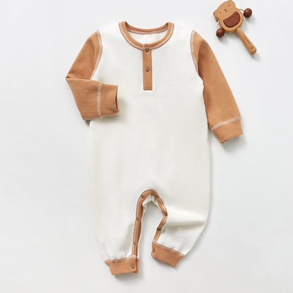 Busydd Baby Boy's Clothing 0-2 Years Fashion Striped Long Sleeve Baby Girl Romper Casual Cotton Round Neck Button Baby Girl Clothes 0-3 Months