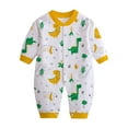 thumbnail image 1 of Busydd Baby Boys Girls Cotton Rompers V Neck Long Sleeve Infant Clothes Cute Print Button Down Baby Boy Rompers Unisex Newborn Jumpsuits Overalls 0-12 Months, 1 of 4