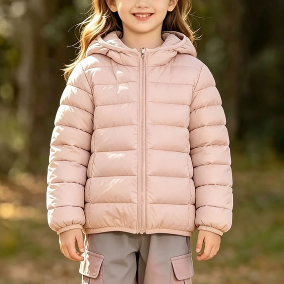 Busydd Baby Boys Girls Winter Coats 0-15 Years Lightweight Warm Long Sleeve Puffer Jacket Casual Comfy Solid Color Zip Up Hooded Down Coat