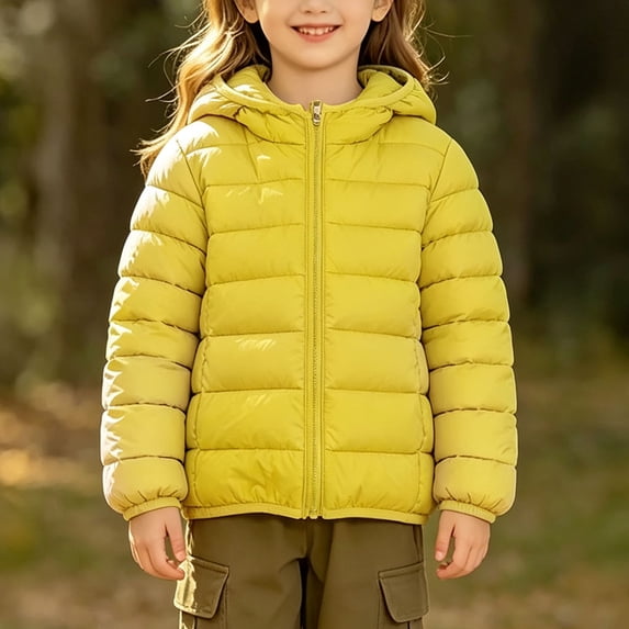 Busydd Baby Boys Girls Winter Coats 0-15 Years Lightweight Warm Long Sleeve Puffer Jacket Casual Comfy Solid Color Zip Up Hooded Down Coat