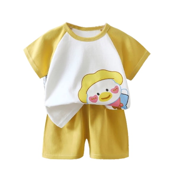 Busydd Baby Clothes Summer Casual Cute Print Round Neck Short Sleeve T-Shirts and Shorts Sets Kids Unisex Cotton Outfits Toddler Boys & Girls Clothing Age 3 Months-6 Years
