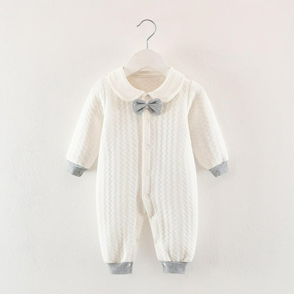 Busydd Baby Girl Clothes 0-18 Months Unisex Baby Boy Newborn Onesies Long Sleeve Round Neck Button Infant Romper Cute Warm Cotton Romper