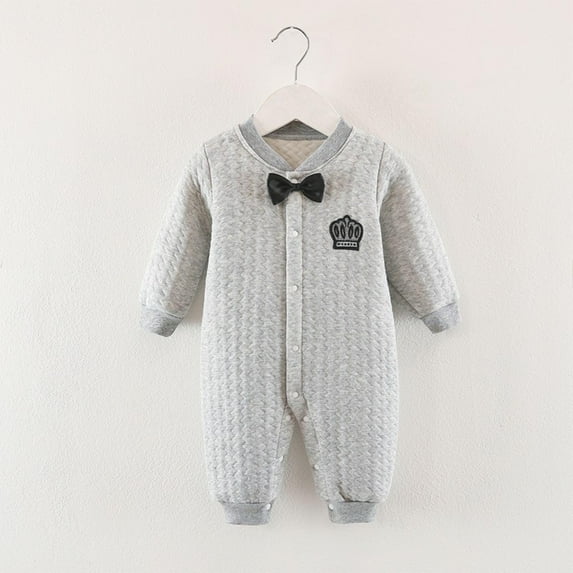Busydd Baby Girl Clothes 0-18 Months Unisex Baby Boy Newborn Onesies Long Sleeve Round Neck Button Infant Romper Cute Warm Cotton Romper