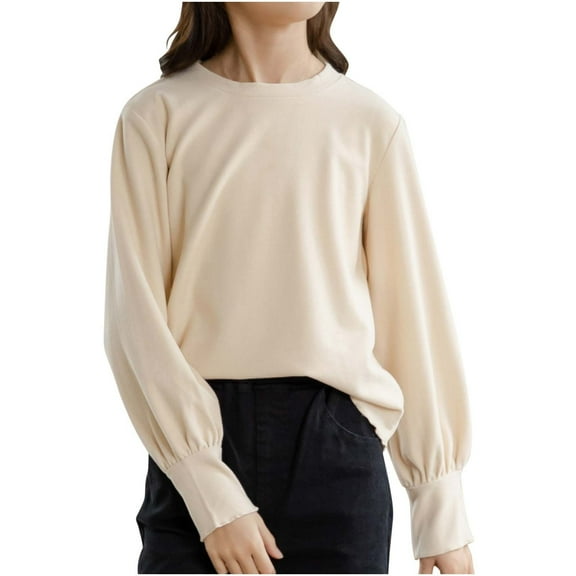 Busydd Baby Girl Clothes Boy Clothes Unisex Toddler Girl Clothes Fashion Cotton Round Neck Girls Sweatshirt Long Sleeve Solid Color Pullover Top Teen Girl Clothes Children's Fall Clothes 3-11 Years