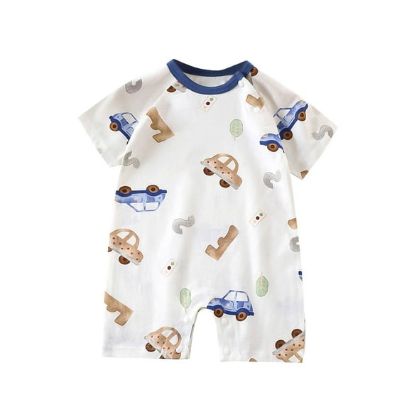 Busydd Baby Girl Clothes Cute Round Neck Short Sleeve Baby Boy Romper Comfy Summer Cotton Unisex Infant Newborn Girl Clothes 2-4 Months