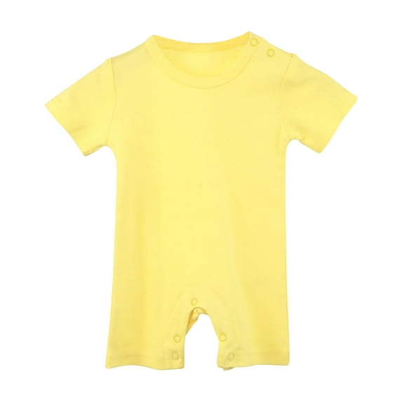 Busydd Baby Girl Clothes Solid Color Round Neck Short Sleeve Baby Boy Romper Comfy Summer Cotton Unisex Toddler Infant Newborn Girl Clothes 12-18 Months