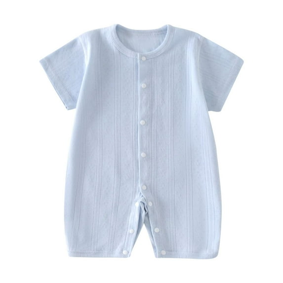 Busydd Baby Girl Clothes Solid Color Short Sleeve Baby Boy Romper Summer Comfy Round Neck Button Baby Girl Romper Cotton Unisex Infant Newborn Girl Clothes 0-3 Months