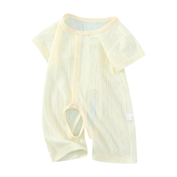 Busydd Baby Girl Clothes Solid Color Short Sleeve Unisex Baby Girl Romper Comfy Round Neck Button Baby Boy Summer Clothes Cotton Infant Newborn Girl Clothes 3-6 Months