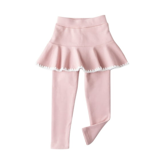 Busydd Baby Girl Leggings with Skirts Solid Color Toddle Girls Skirted Leggings Casual Comfortable Cotton Leggings Stretchy Kids Pants 2-8 Years