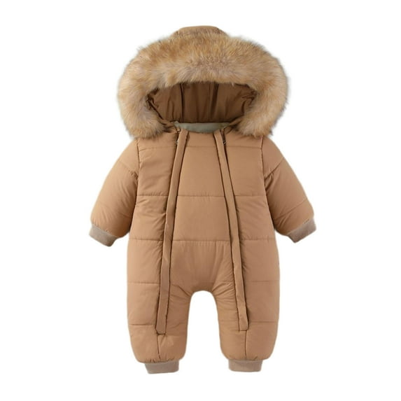 Busydd Baby Girl Winter Clothes 6 Months-2 Years Solid Color Warm Fleece Zip Baby Boy Romper Long Sleeve Hooded Newborn Girl Outfits