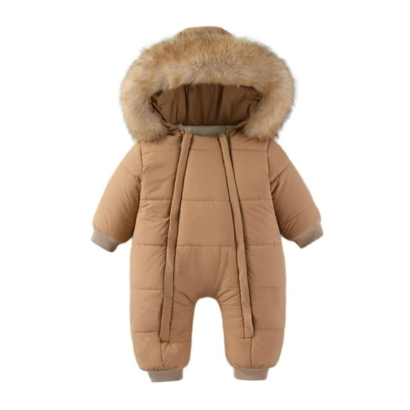 Busydd Baby Girl Winter Clothes 6 Months-2 Years Solid Color Warm Fleece Zip Baby Boy Romper Long Sleeve Hooded Newborn Girl Outfits