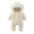 thumbnail image 1 of Busydd Baby Girl Winter Clothes 6 Months-2 Years Solid Color Warm Fleece Zip Baby Boy Romper Long Sleeve Hooded Newborn Girl Outfits, 1 of 8