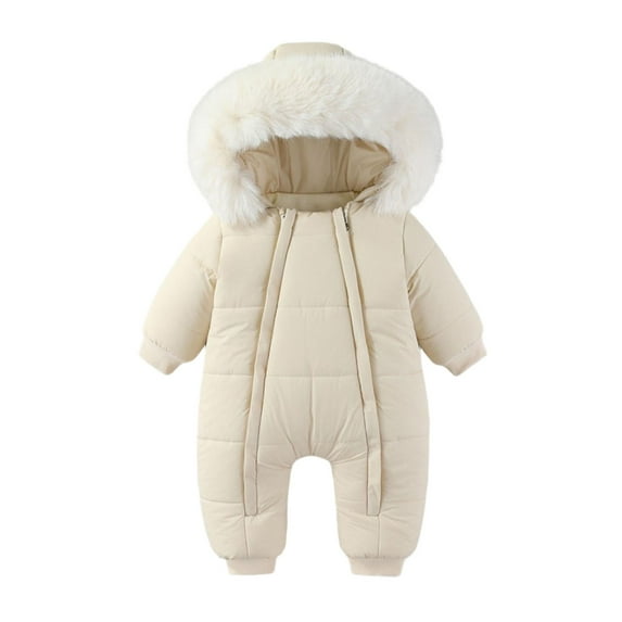 Busydd Baby Girl Winter Clothes 6 Months-2 Years Solid Color Warm Fleece Zip Baby Boy Romper Long Sleeve Hooded Newborn Girl Outfits