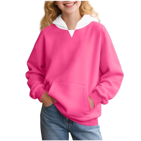 Busydd Baby Girls Clothes 2-15 Years Colorblock Patchwork Long Sleeve Unisex Boys Hoodies Casual Comfy