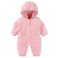 thumbnail image 1 of Busydd Baby Girls' Clothing 3 Months-3 Years Solid Color Long Sleeve Fleece Baby Boy Romper Warm Comfy Button Hooded Toddler Boy Clothes, 1 of 9