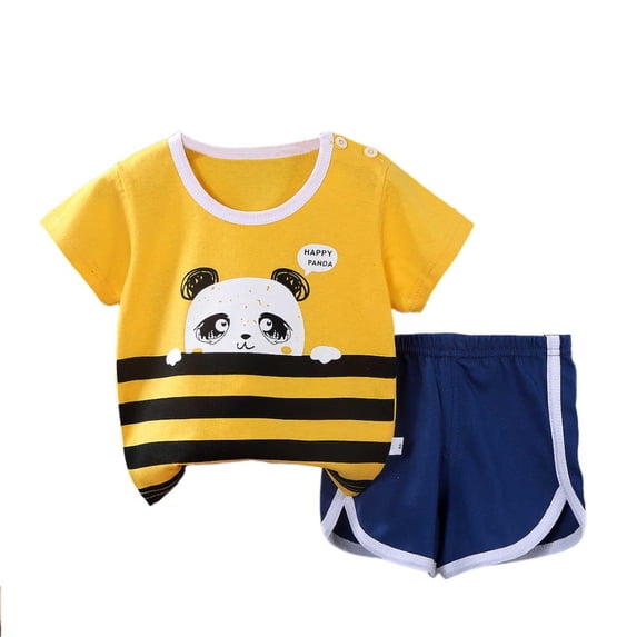 Busydd Baby Outfits Toddler Boys Clothes Sets with Funny Graphic Print Short Sleeve T-Shirts and Shorts,Summer Fashion Casual Cotton Two Piece Boys Outfits Size 3 Months-6 Years
