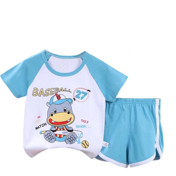 Busydd Baby Outfits Toddler Boys Clothes Sets with Funny Graphic Print Short Sleeve T-Shirts and Shorts,Summer Fashion Casual Cotton Two Piece Boys Outfits Size 3 Months-6 Years