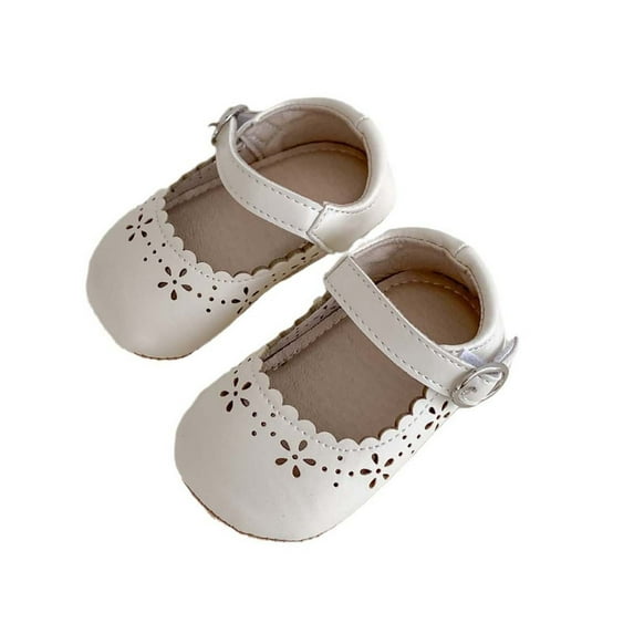 Busydd Baby Shoes Infant Girls Mary Janes Flats Fashion Solid Color First Walking Shoes Casual Breathable Wedding Dress Shoes Soft Sole Newborn Crib Shoes 5-18 Months