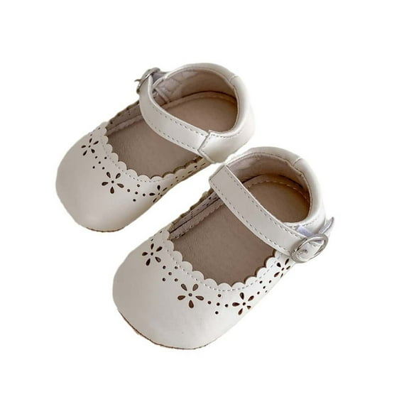 Busydd Baby Shoes Infant Girls Mary Janes Flats Fashion Solid Color First Walking Shoes Casual Breathable Wedding Dress Shoes Soft Sole Newborn Crib Shoes 5-18 Months