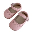 thumbnail image 1 of Busydd Baby Shoes Infant Girls Mary Janes Flats Fashion Solid Color First Walking Shoes Casual Breathable Wedding Dress Shoes Soft Sole Newborn Crib Shoes 5-18 Months, 1 of 4