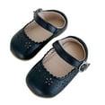 thumbnail image 1 of Busydd Baby Shoes Infant Girls Mary Janes Flats Fashion Solid Color First Walking Shoes Casual Breathable Wedding Dress Shoes Soft Sole Newborn Crib Shoes 5-18 Months, 1 of 4