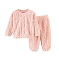 thumbnail image 1 of Busydd Baby Winter Clothes 0-8 Years Solid Color Warm Fuzzy Fleece Girls' Clothing Sets Boys Fashion Long Sleeve Tops and Pants Loungewear Sets Unisex Kids Pajamas 7-8 Years, 1 of 3