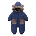 thumbnail image 1 of Busydd Baby Winter Clothes 6 Months-3 Years Winter Warm Fleece Long Sleeve Baby Romper Casual Comfortable Cotton Hooded Zipper Baby Boy's Clothing, 1 of 9