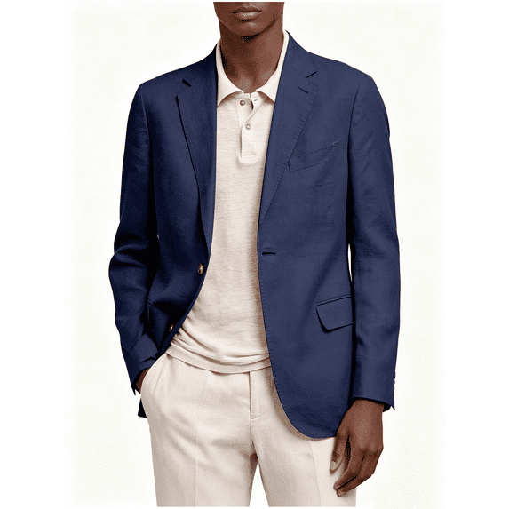 Busydd Blazer for Men with Notch Lapel Trendy Single Button Closure Solid Color Suit Jackets Formal Business Long Sleeve Suits 2XL