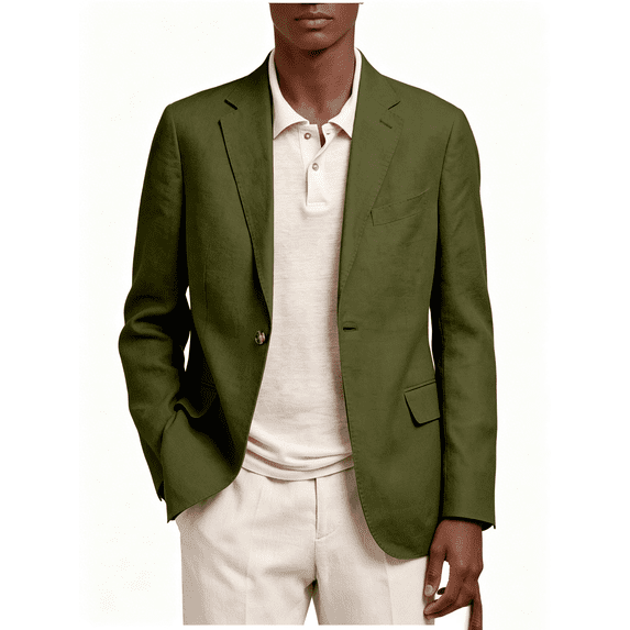 Busydd Blazer for Men with Notch Lapel Trendy Single Button Closure Solid Color Suit Jackets Formal Business Long Sleeve Suits L