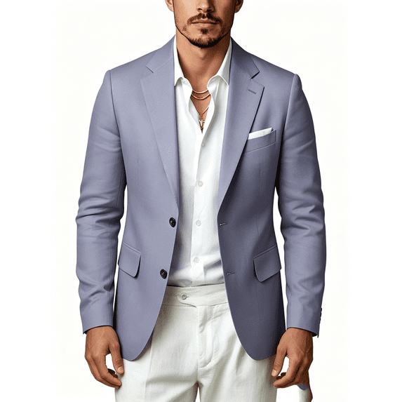 Busydd Blazer for Men with Single Button Fashion Business Chest Pocket Suits Jackets Solid Color Long Sleeve Formal Suits XXS